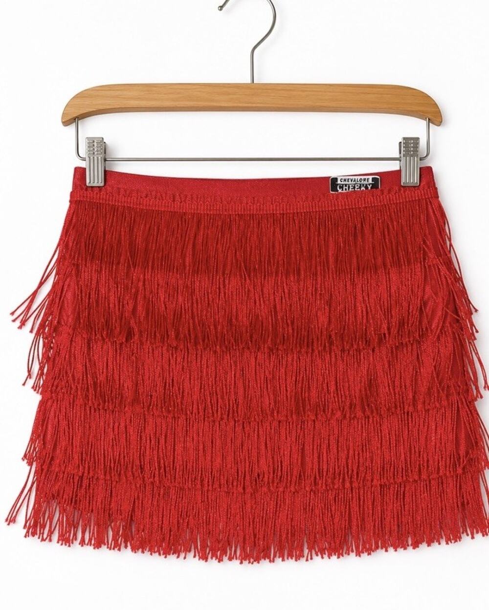 Fringe Mini Skirt S Red Costume Cheryl Creations Vintage USA